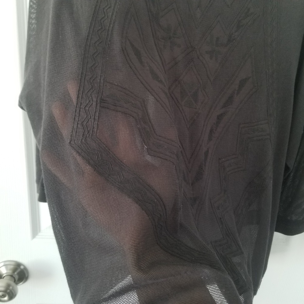 Anthropologie Black Embroidered Pullover Blouse - Picture 3 of 6